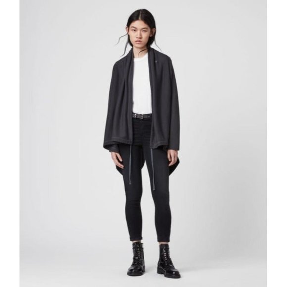 All Saints NWOT Gray Ivy Drape Jersey Cardigan Sweatshirt XS - Picture 4 of 12